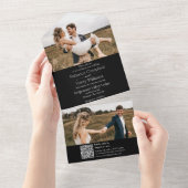 モダンブラックフォト | モノグラム | QRコード オールインワン招待状 (貼ってはがせる)