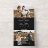 モダンブラックフォト | モノグラム | QRコード オールインワン招待状 (内側)