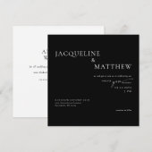 モダンブラックフォーエバーYouスクエア結婚式QR 招待状 (正面/裏面)