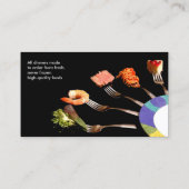 モダンブラックフードオンフォークスプロフェッショナルレストラン 名刺 (裏面)