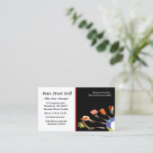 モダンブラックフードオンフォークスプロフェッショナルレストラン 名刺 (スタンド正面)