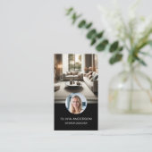 モダンブラックプロフェッショナルQRコード 名刺 (スタンド正面)