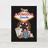 モダンブラックベガスカジノナイトテーマ誕生日 カード (正面)