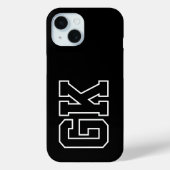 モダンブラックホワイトモノグラムイニシャル Case-Mate iPhoneケース (裏面)