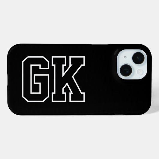 モダンブラックホワイトモノグラムイニシャル Case-Mate iPhoneケース (裏面 (横))