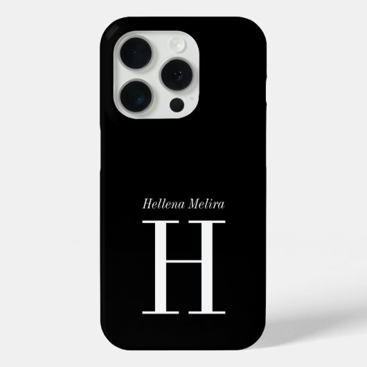モダンブラックホワイトモノグラムネーム Case-Mate iPhoneケース (裏面)