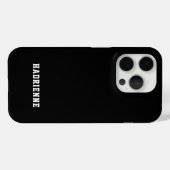 モダンブラックホワイトモノグラムネーム Case-Mate iPhoneケース (裏面 (横))