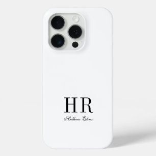 モダンブラックホワイトモノグラムネーム iPhone 15 PROケース
