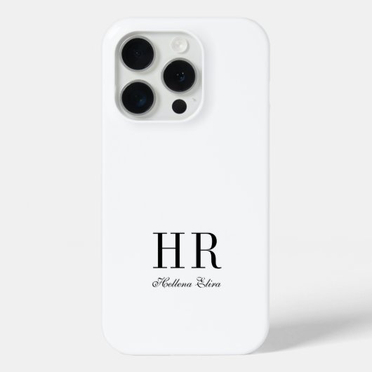 モダンブラックホワイトモノグラムネーム Case-Mate iPhoneケース (裏面)