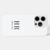 モダンブラックホワイトモノグラムネーム Case-Mate iPhoneケース (裏面 (横))