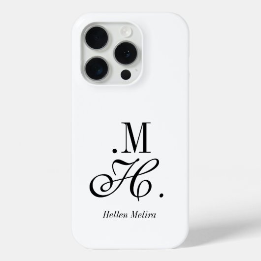 モダンブラックホワイトモノグラムネーム Case-Mate iPhoneケース (裏面)