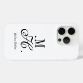 モダンブラックホワイトモノグラムネーム Case-Mate iPhoneケース (裏面 (横))