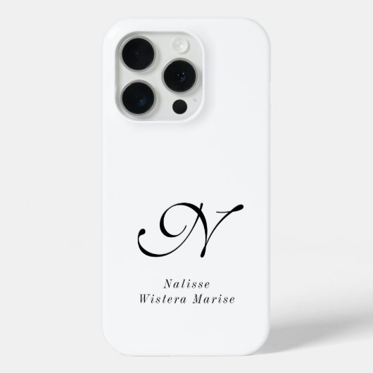 モダンブラックホワイトモノグラムネーム Case-Mate iPhoneケース (裏面)