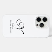 モダンブラックホワイトモノグラムネーム Case-Mate iPhoneケース (裏面 (横))