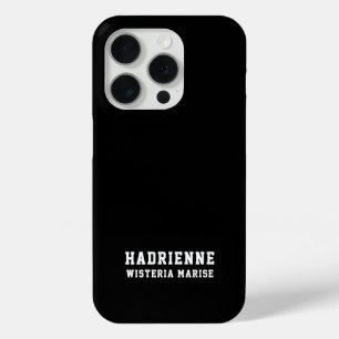 モダンブラックホワイトモノグラムネーム iPhone 15 PROケース