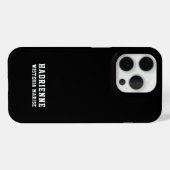 モダンブラックホワイトモノグラムネーム Case-Mate iPhoneケース (裏面 (横))