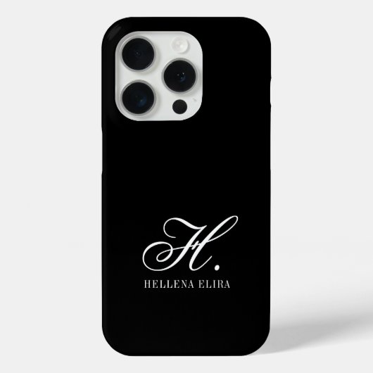 モダンブラックホワイトモノグラムネーム Case-Mate iPhoneケース (裏面)