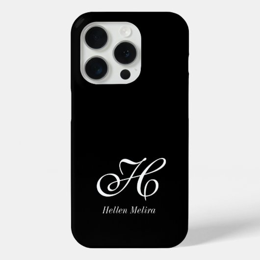 モダンブラックホワイトモノグラムネーム Case-Mate iPhoneケース (裏面)