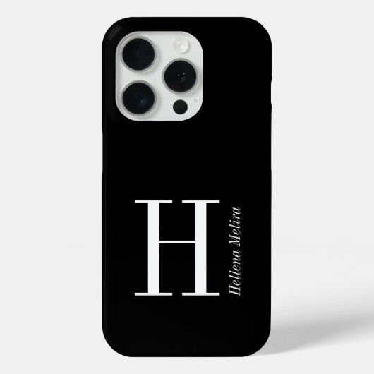モダンブラックホワイトモノグラムネーム Case-Mate iPhoneケース (裏面)