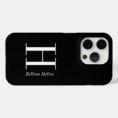 モダンブラックホワイトモノグラムネーム Case-Mate iPhoneケース (裏面 (横))
