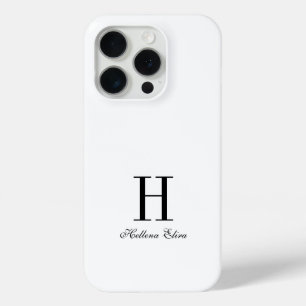 モダンブラックホワイトモノグラムネーム iPhone 15 PROケース