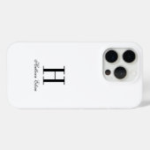 モダンブラックホワイトモノグラムネーム Case-Mate iPhoneケース (裏面 (横))