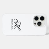 モダンブラックホワイトモノグラムネーム Case-Mate iPhoneケース (裏面 (横))