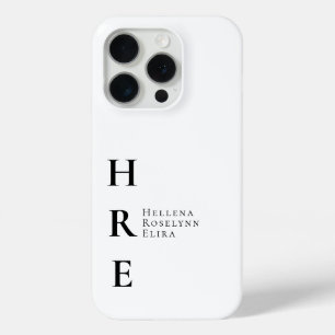 モダンブラックホワイトモノグラムネーム iPhone 15 PROケース