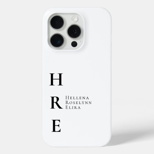 モダンブラックホワイトモノグラムネーム Case-Mate iPhoneケース (裏面)