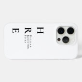 モダンブラックホワイトモノグラムネーム Case-Mate iPhoneケース (裏面 (横))