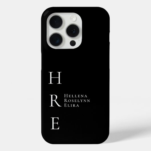 モダンブラックホワイトモノグラムネーム Case-Mate iPhoneケース (裏面)