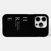モダンブラックホワイトモノグラムネーム Case-Mate iPhoneケース (裏面 (横))