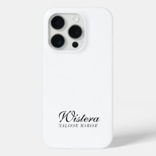 モダンブラックホワイトモノグラムネーム iPhone 15 PROケース