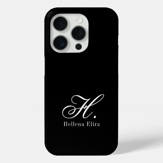 モダンブラックホワイトモノグラムネーム Case-Mate iPhoneケース (裏面)