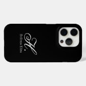 モダンブラックホワイトモノグラムネーム Case-Mate iPhoneケース (裏面 (横))
