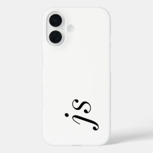 モダンブラックホワイトモノグラムネーム iPhone 16ケース