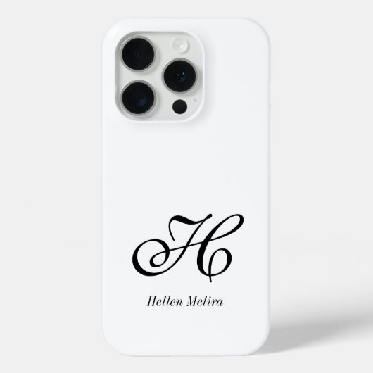 モダンブラックホワイトモノグラムネーム Case-Mate iPhoneケース (裏面)