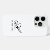 モダンブラックホワイトモノグラムネーム Case-Mate iPhoneケース (裏面 (横))