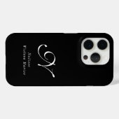 モダンブラックホワイトモノグラムネーム Case-Mate iPhoneケース (裏面 (横))