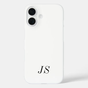 モダンブラックホワイトモノグラムネーム iPhone 16ケース