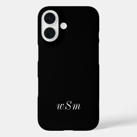 モダンブラックホワイトモノグラムネーム Case-Mate iPhoneケース (裏面)