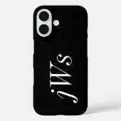 モダンブラックホワイトモノグラムネーム Case-Mate iPhoneケース (裏面)