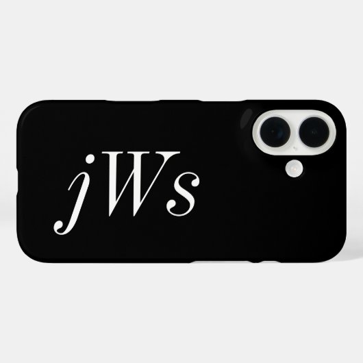 モダンブラックホワイトモノグラムネーム Case-Mate iPhoneケース (裏面 (横))