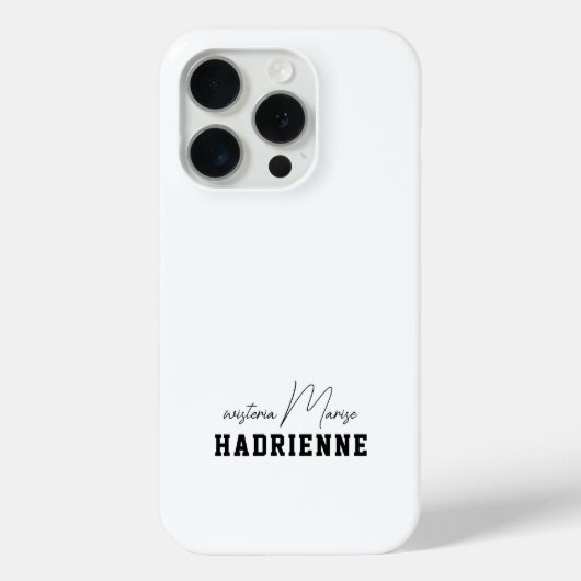 モダンブラックホワイトモノグラムネーム Case-Mate iPhoneケース (裏面)