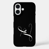 モダンブラックホワイトモノグラムネーム Case-Mate iPhoneケース (裏面)