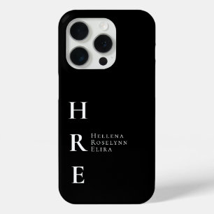 モダンブラックホワイトモノグラムネーム iPhone 15 PROケース