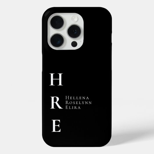 モダンブラックホワイトモノグラムネーム Case-Mate iPhoneケース (裏面)