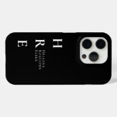 モダンブラックホワイトモノグラムネーム Case-Mate iPhoneケース (裏面 (横))