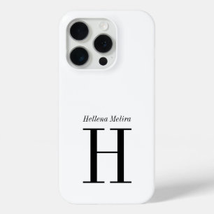 モダンブラックホワイトモノグラムネーム iPhone 15 PROケース