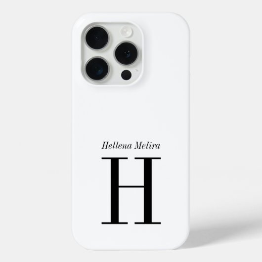 モダンブラックホワイトモノグラムネーム Case-Mate iPhoneケース (裏面)